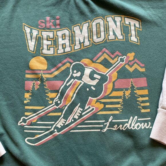 IML Retro Green Ski Vermont Unisex Crewneck Sweatshirt Medium EUC - Picture 2 of 7